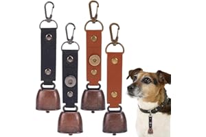 CALFOVERA 2 Colors 4PCS PU Leather Bear Bells Set Loud Hiking Bells Pendant Keychain Multi Functional Outdoor Bear Prevention