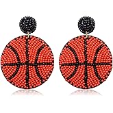Boderier Sports Earrings Beaded Basketball Soccer Baseball Dangle Earrings Statement Sports Game Team Jewelry Gifts