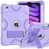 Cantis Case for iPad mini 7 A17 Pro 2024/ iPad mini 6 2021 8.3 Inch, Heavy Duty Shockproof Cover for iPad mini 7th/ 6th Generation 8.3" with Pencil Holder, Purple+Purple