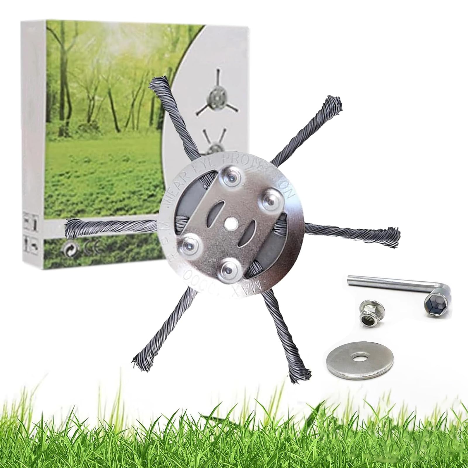 Photo 1 of 2025 New Steel Wire Grass Trimmer Head, 6 Inch Steel Wire Brush Cutter Trimmer Head for 5mm(0.2inch) Bore Weed Eater, Steel Wire Weed Trimmer Head with Screw Kit (6 Blade+Nuts Kits)
