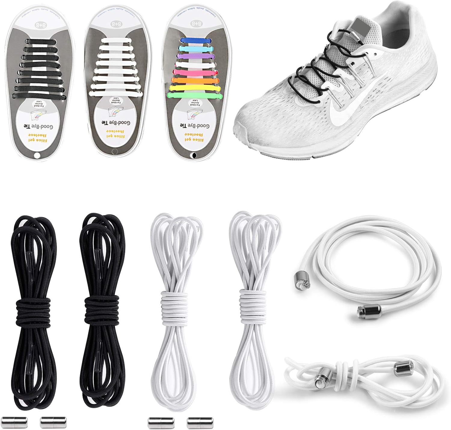 Stepace Elastische Schnürsenkel 2 Paar - 8mm Breite Ohne Binden Für Turnschuhe