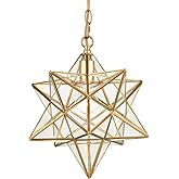 DANSEER Moravian Star Light Modern Brass Pendant Light 14 Inches with Clear Glass Shade