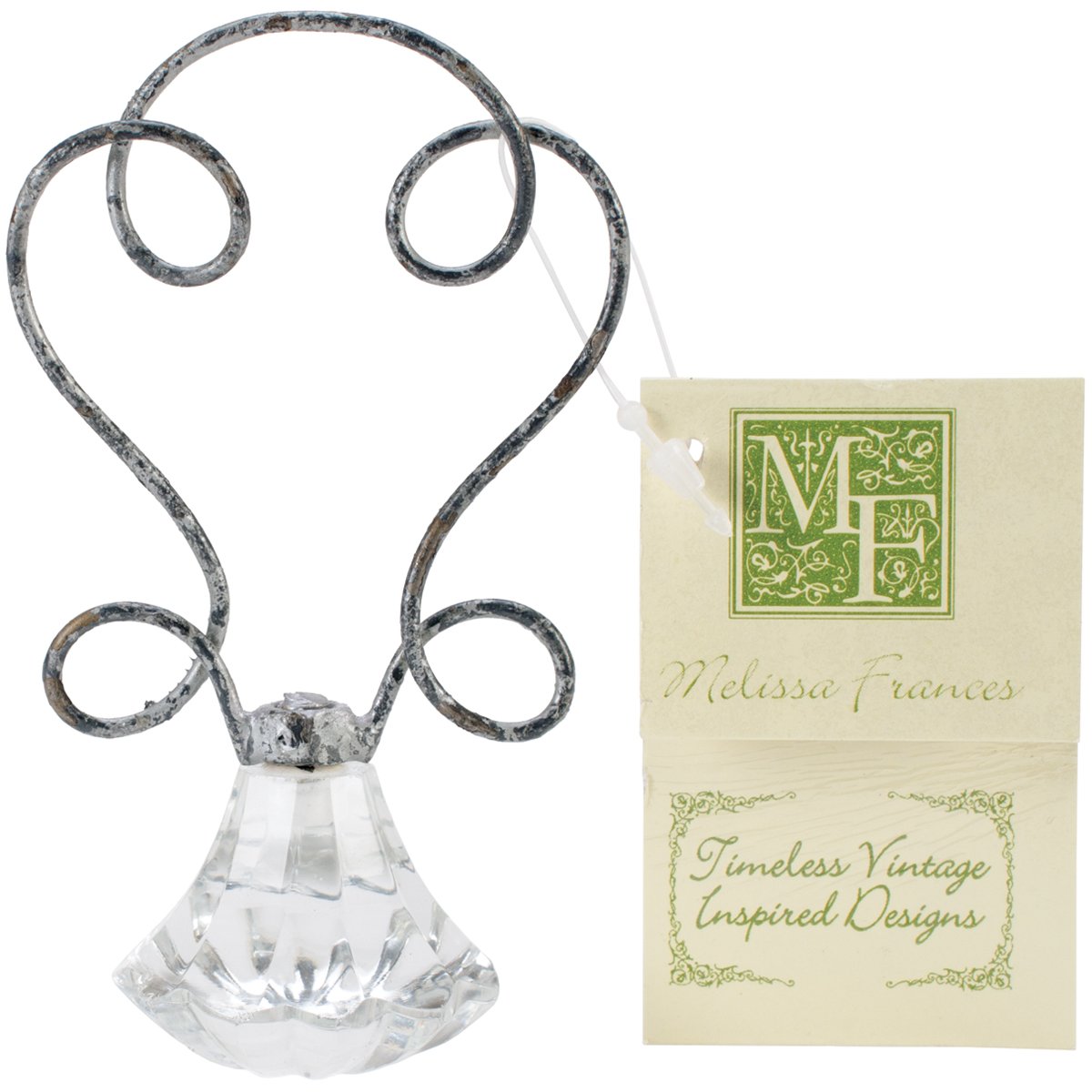 Melissa Frances Crystal Doorknob and Wire Sign/Photo Holder-Bath, 1.25-inch Spiral Cut
