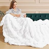 ORINOVA White Soft Twin Fluffy Blanket for Bed Living Room Furry Faux Fur Bed 60x80 Thick Fuzzy Throw Blanket Cozy Home Decor Gifts 860 GSM