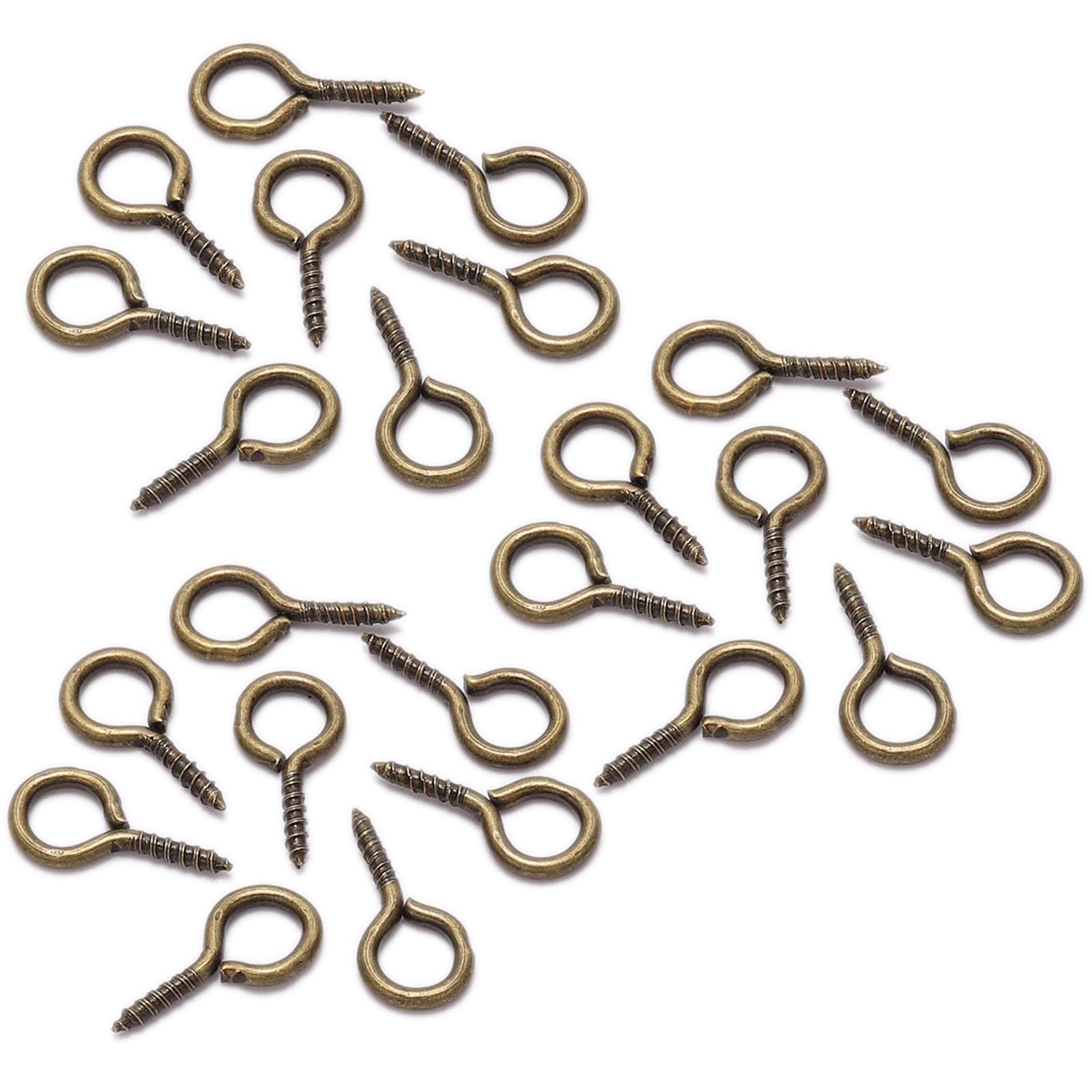 200 Pcs Small Eyelet Screws, 6 x 13mm Metal Eye Pins Hooks, Eye Bolts Screws, Bronze