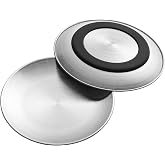 Stainless Steel Cat Bowls, 6.7" Wide and Shallow Cat Food Bowl Set with Silicone Ring for Non Slip, Flat Metal Cats Dishes or Plates for Feeding Indoor Cats, Kitten, Small Dogs (Silver-2 Pack)