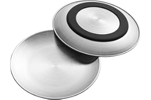 KITWINNEY Stainless Steel Cat Bowls, 6.7" Wide and Shallow Cat Food Bowl Set with Silicone Ring for Non Slip, Flat Metal Cats Dishes or Plates for Feeding Indoor Cats, Kitten, Small Dogs (Silver-2 Pack)