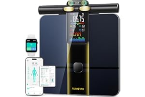 RunStar Smart Scale for Body Weight and Fat Percentage, 8 Electrodes High Precision Body Composition Scale with Set Functions Handle, Body Analyzer Scale Sync App 28 Metrics 400lbs