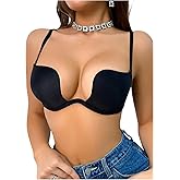 OYOANGLE Womens Deep U Multi-Way Sexy Underwire Push Up Convertible Low Cut Plunge Bra