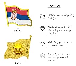 Serbia Flag Lapel Pin - Enamel Metal National Badge