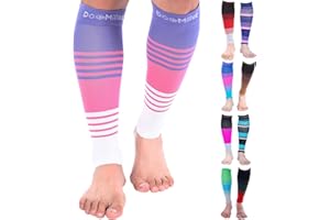 Doc Miller Compression Calf Sleeve for Men & Women, 20-30 mmHg Graduated Support, Knee High, Running, Shin Support, Calf Sleeves, Striped Design, 1 Pair