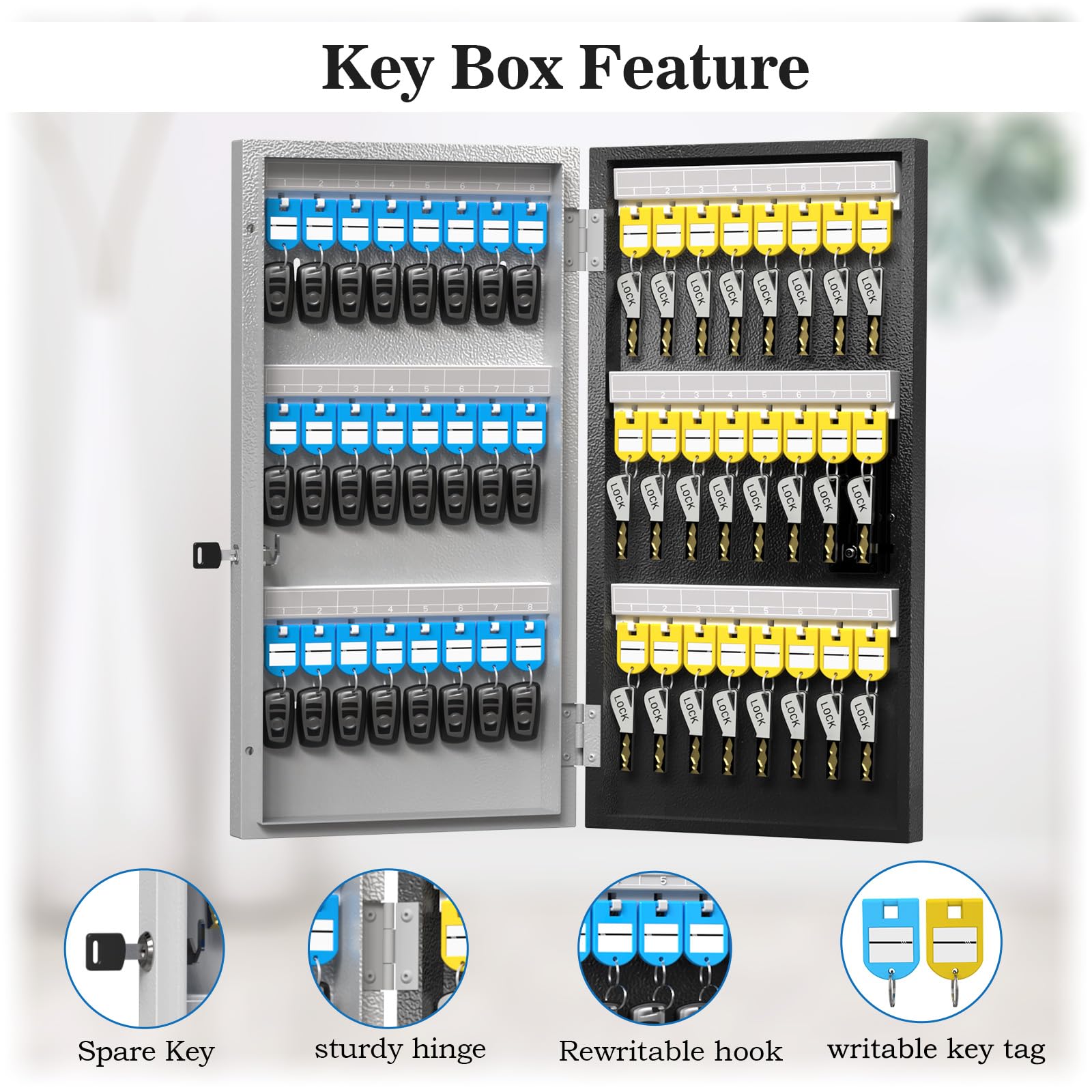Mua DiDiHere 48 Key Lock Box Wall Mount, Smart Key Cabinet One Time ...