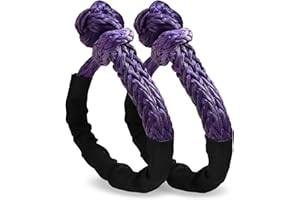 PERANTLB Soft Shackle 1/2,3/8" X 22 Inch (50000/47000LBS) Breaking Strength,Synthetic Soft Shackle Rope with Sleeves for SUV,ATV,Truck&More (1/2x22ft Purple)