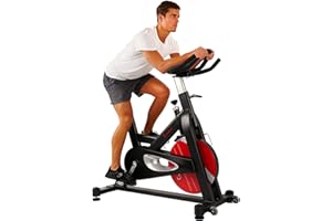 Sunny Health & Fitness Stationary Exercise Bike Machine w/ Adjustable Cushion Seat & Multi-Grip Handlebar, Indoor Cycling Equipment for Home Cardio Training, Optional Magnetic or Friction Resistance