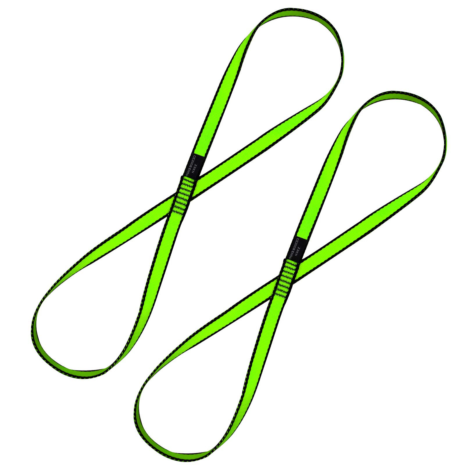 KIKIGOAL 18MM Nylon Multi-Purpose Sling Runner 23KN CE2008/EN566 Heavy-Duty Webbing Straps for Outdoor Activities,Yoga,Swing,Camping,Fitness (2pcs Green, 60 CM/24 Inch)