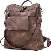 CLUCI Leather Backpack Purse for Women, Large Fashion Convertible Anti-theft, Travel Backpack Purses