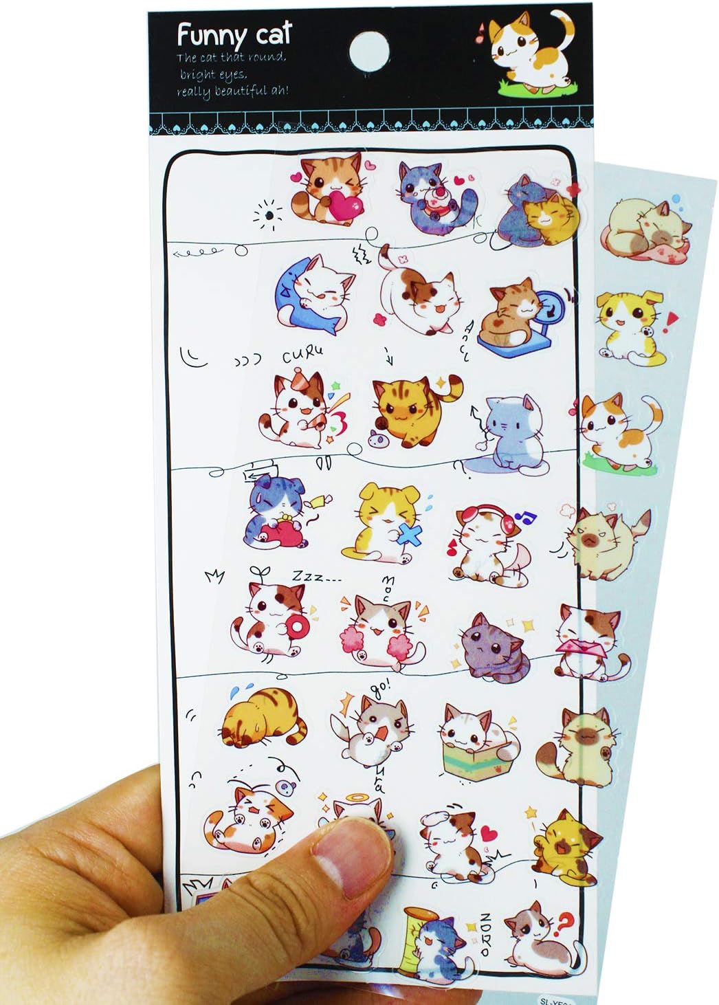 HighMount Cat Stickers 4 Sheets with Kinds of Kitty Faces Stickers ...