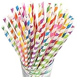 SKYSTARS 200 PCS Paper Straws Biodegradable - Eco-Friendly Paper Drinking Straws for Party Decorative (Colourful)