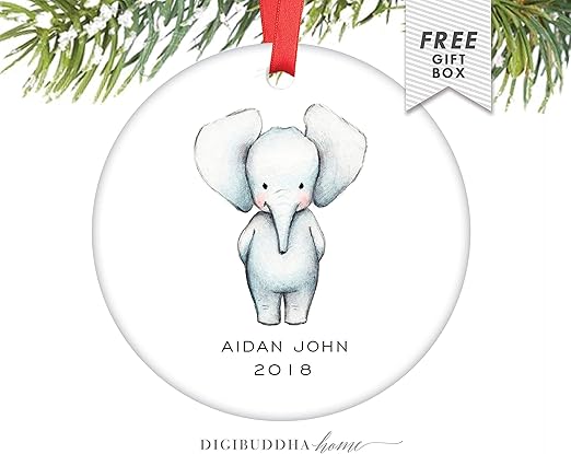 baby elephant christmas ornament