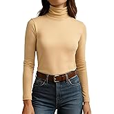CHICMERS Women's Turtleneck Long Sleeve Shirts Slim Fitted Based Thermal Underwear Lightweight Active Shirt Fall Clothes 2025