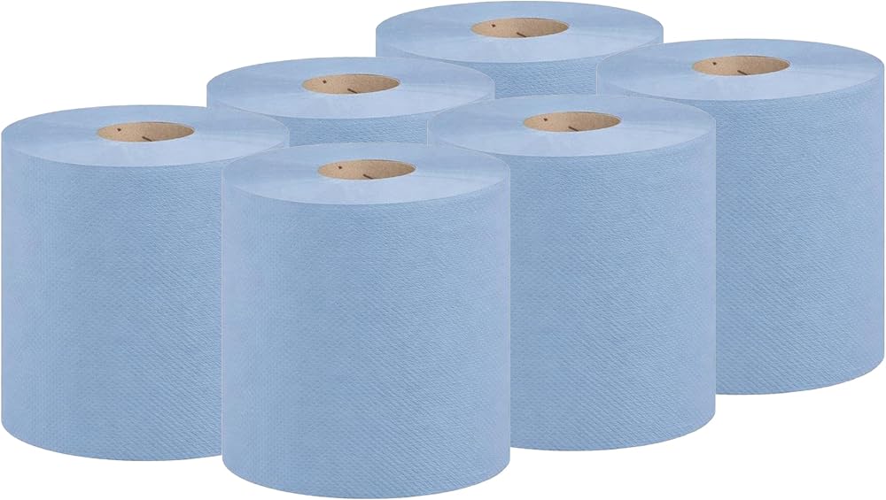 Aspect Blue Roll Pack of 6 2400 Sheets Centre Feed 2 Ply Kitchen Towels