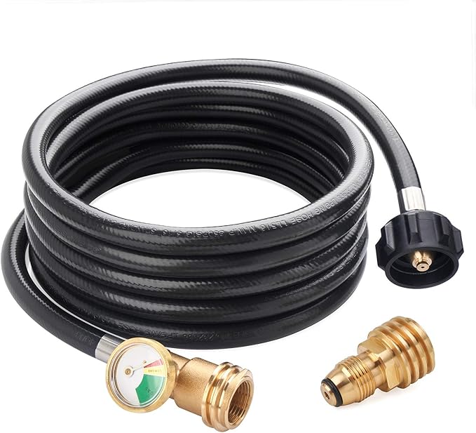 GASPRO 12 FT Propane Hose with Gauge, Include Tank Adapter