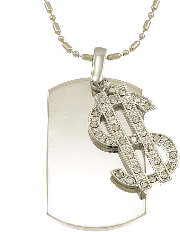 Dollar Sign Dog tag NecklaceFREE CHAIN Jewelry