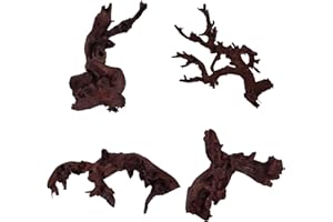 FISCAPE 6-8" Natural Driftwood for Aquarium Drift Wood Decor for Fish Tank & Reptiles Tank Decoration 4 Pcs