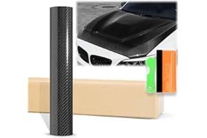 EZAUTO WRAP 12"x60" (1FTx5FT) Black 7D Carbon Fiber Textured High Gloss Vinyl Wrap Auto Car Sticker Decal Film Sheet Bubble Free Air Release Technology with Tool Kit