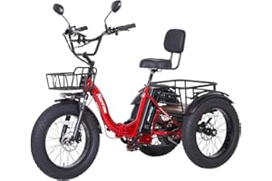 NARRAK Electric Tricycle for Adults, 750W(Peak 1350W), 48V13Ah Ebike, 20"x4.0" Aluminum Folding Fat Tire 3 Wheel Electric Trike, Max 20MPH Hydraulic Brake, Rear Motor Differential