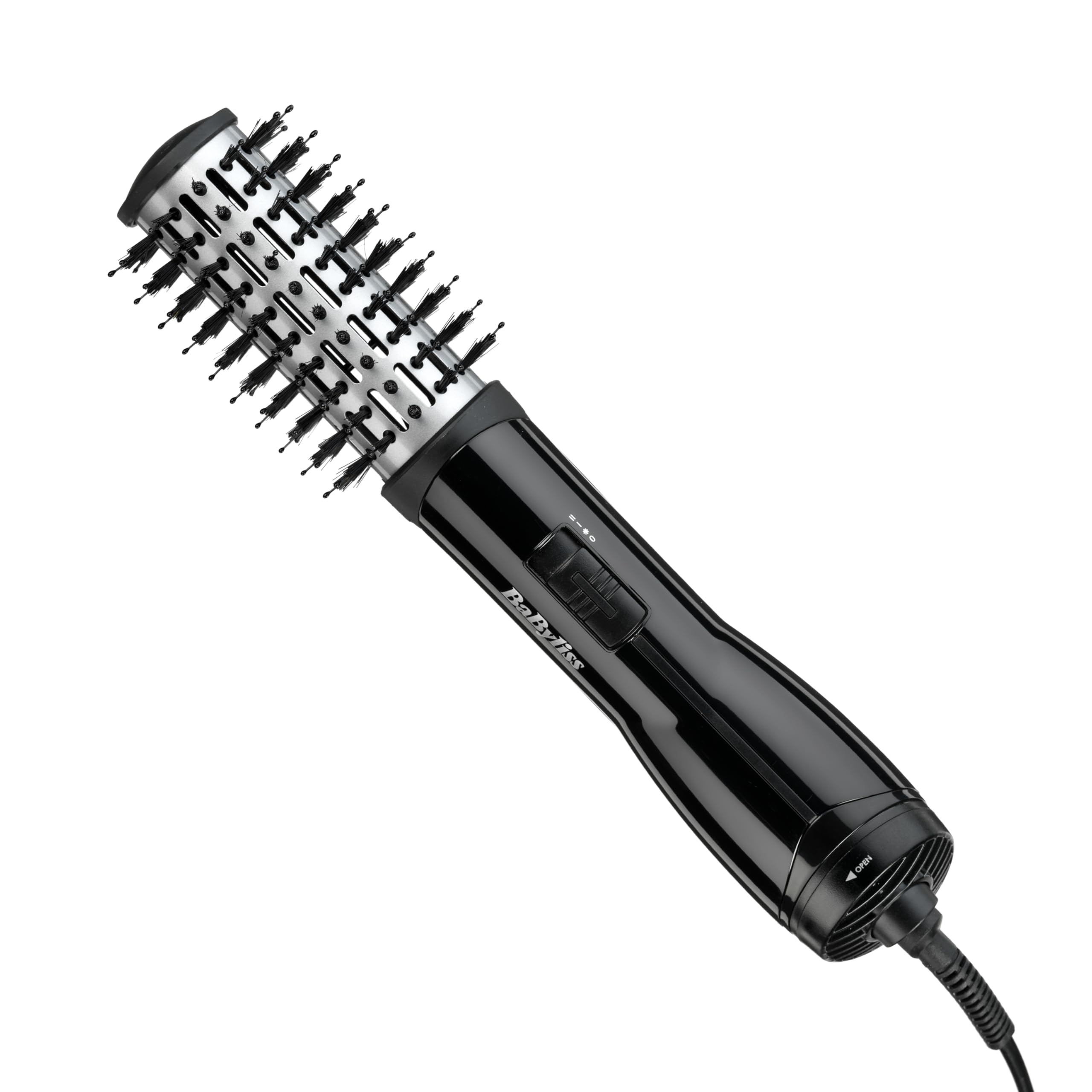 BaByliss Flawless Volume Hot Air Brush - Dry and Style in One, Titanium-Ceramic 38mm Barrel for Smoothness, Ionic Frizz-Control, Black, 2764U