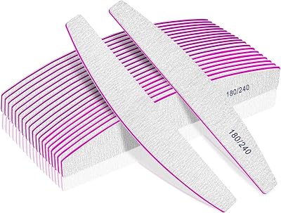 BLESWIN Professional Nail Files 180/240 Grit Double Sided Emery Boards 12 Pack