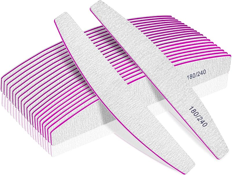 BLESWIN Professional Nail Files 180/240 Grit Double Sided Emery Boards 12 Pack