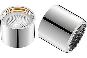 ESPETIO Female Faucet Aerator with Angle Adjustable Kitchen Sink Aerators, Faucet Filter Bathroom Sink with Chrome Solid Brass Shell Female Thread 55/64 inch Aerator for Sink Faucet with Gasket