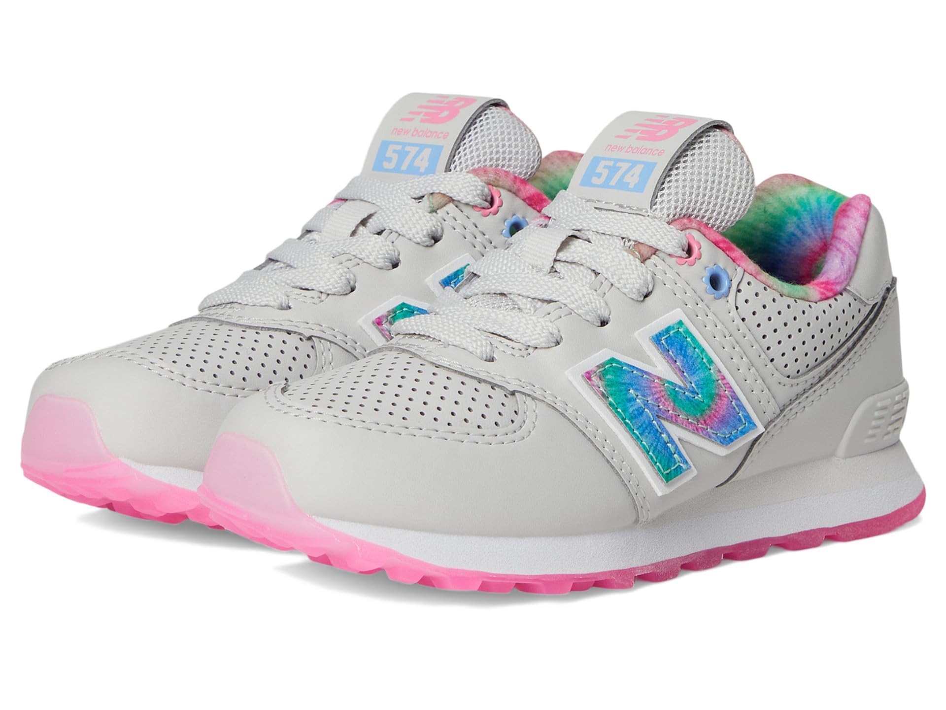 New Balance Kid's 574 V1 Lace-Up Sneaker, Grey Matter/Signal Pink, 6 W Toddler Image