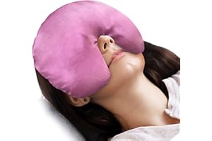 Atsuwell Sinus Mask, Warm Cold Compress Eye Mask for Dry Eyes, Weighted Eye Pillow Microwavable Face Heating Pad for Soothing Sinus Pressure and Relaxation, Pink