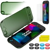 Case for Switch 2 , OLCLSS Carrying Case for Nintendo Switch 2, Drop Protection, Transparent Acrylic Hard Shell with 10H Tempered Glass, Includes 2 Screen Protectors, 8 Thumb Grip Caps and 6 Dust Plugs，Compatible with Nintendo Switch 2- Green