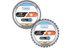 Luckyway 10 Inch Table Saw Blade/Miter Saw Blade for Ultra-Nice Wood Cutting in Construction, Two Pack of 60-Tooth & 32-Tooth