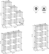 SONGMICS 9 Cube Wire Grid Storage Rack White Metal Mesh Shelving Unit LPI115W view 3