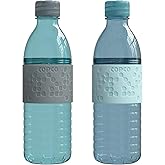Copco Water Bottle with Chug Lid, Reusable, BPA Free Plastic, Dishwasher Safe, Perfect for Travel, School, Outdoors, and Gym, Hydra 16.9oz, Set of 2, Light Blue & Gray