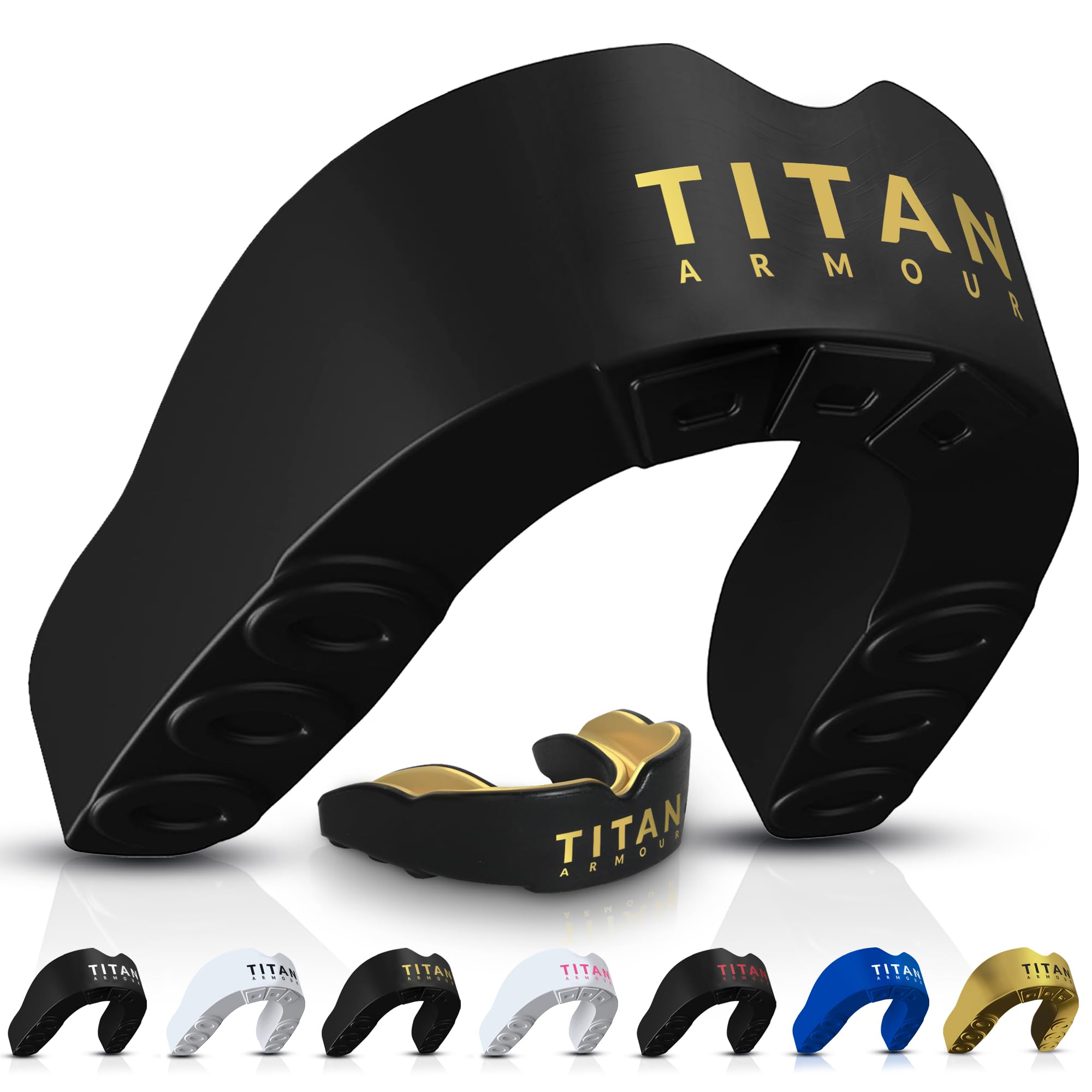 Titan Armour® Gum Shield | Dual-Layer | Adults & Junior Custom-Fit Mouth Guard | Case Inc | Boil & Bite Mouthguard Boxing, Rugby, MMA, Hockey & All Contact Sports | UK Brand