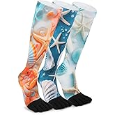 Magifuls VividPrint 5-Toe Socks (3 Pairs) – Stylish Crew Socks for Women & Men, Breathable & Supportive