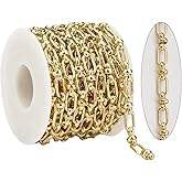 KYUNHOO 5 Meters Light Gold Craft Jewelry Findings Iron Paperclip Chains for Jewelry Making Bulk Gold Chain Spool for Women DIY Necklace Bracelelt Crafts