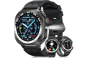 SOUDORV Smart Watch(Answer/Make Call), 1.43" AMOLED-3D Smartwatch for Men Women, Flashlight, 130+ Sports, 60 Days, Heart Rate/Sleep Monitor, IP68 Waterproof Fitness Activity Tracker Outdoor for Android iOS