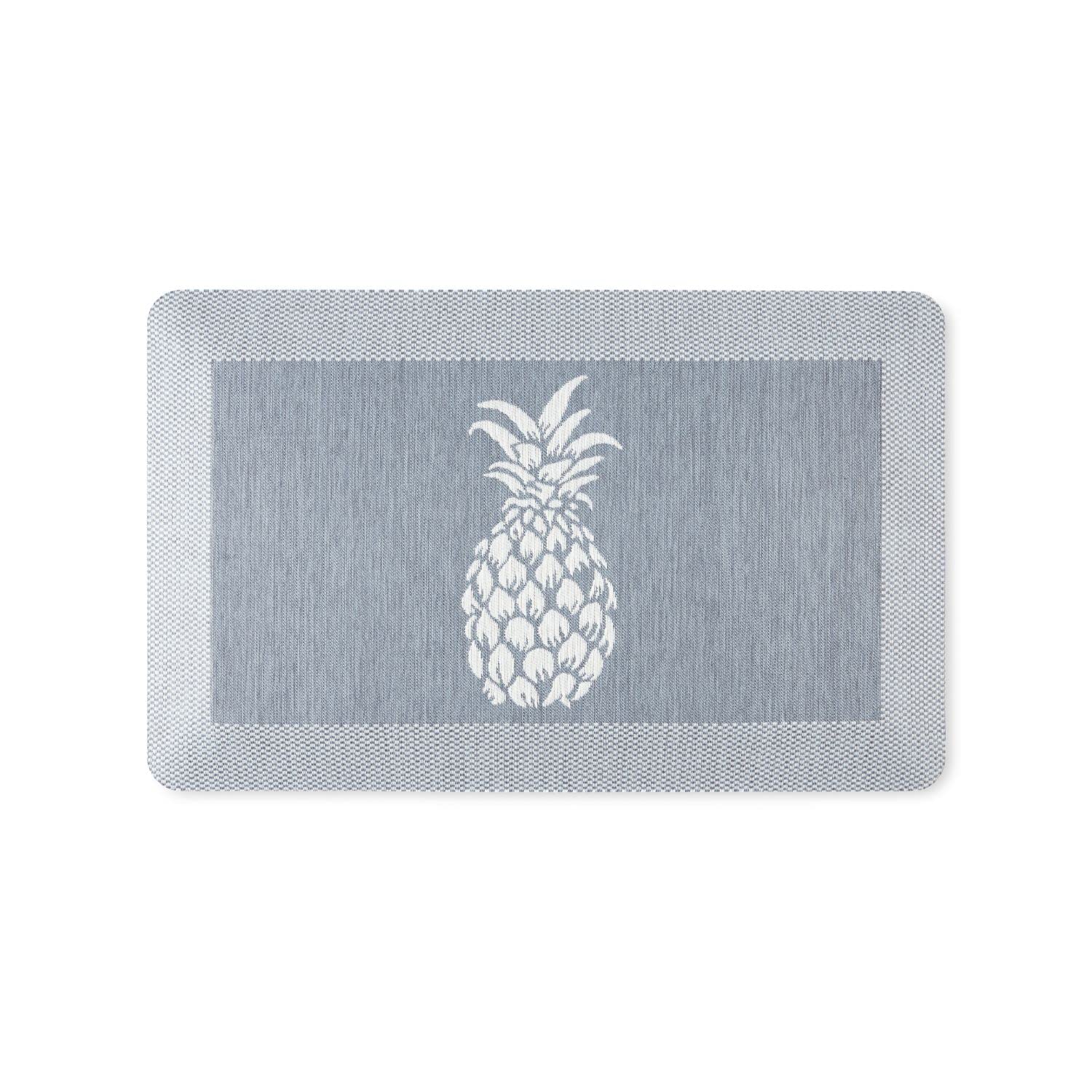 Martha Stewart Aloha Modern Pineapple Anti-Fatigue Air-Infused Kitchen Mat, Blue, 19.6