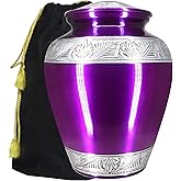 M MEILINXU Urns for Human Ashes Adult Female & Male, Cremation Urn for Ashes for Women & Man, Funeral Decorative Urns, Burial Cremation Container, Hand Engraving Urn, Purple - Large