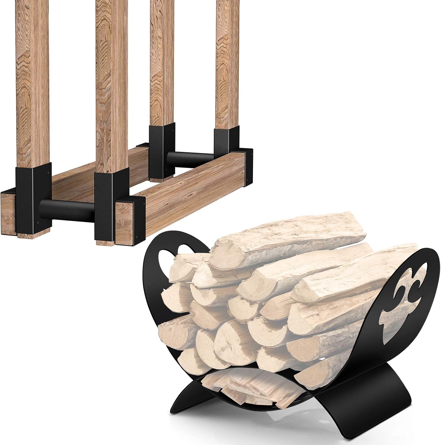 Amagabeli 2Pack Firewood Bracket Rack Outdoor Bundle
