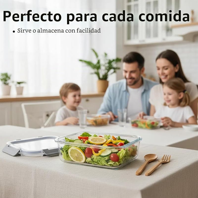 Recipientes de vidro de borosilicato para alimentos, conjunto de 2 peças para preparação e armazenamento de refeições (1040ml), recipientes herméticos para micro-ondas e máquina de lavar loiça, sem BPA — foto 8 de 8