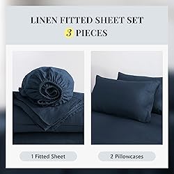 100% Pure French Linen Fitted Sheet Set 1 Fitted