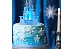 Baquler Castle Cake Topper Figurine Wedding Cake Topper Birthday Castle Night Light USB Rechargeable Princess Night Light for Wedding Birthday Party Decor(Blue)